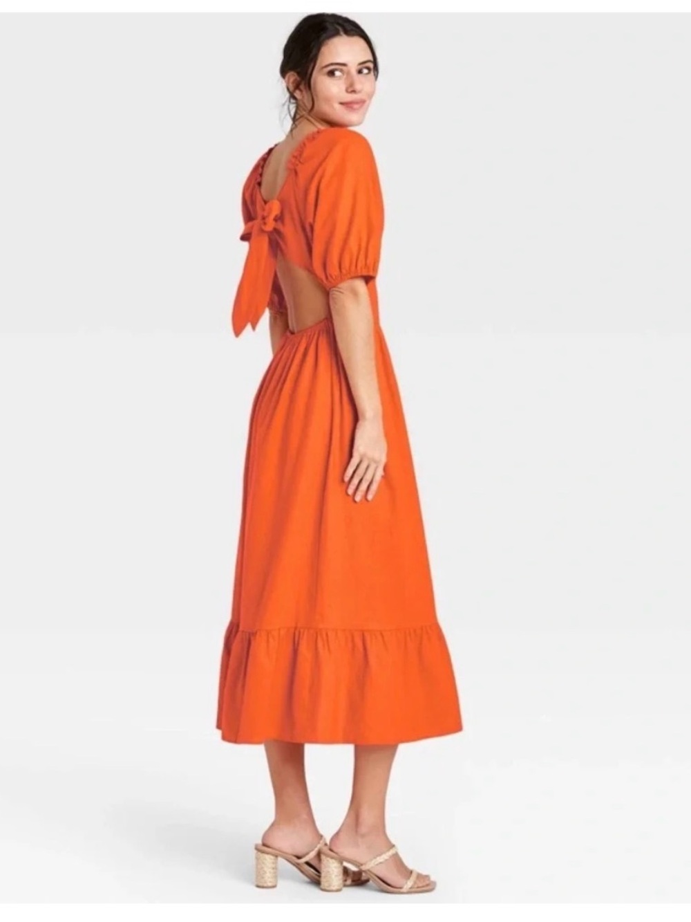 Who What Wear puff-sleeve midi dress